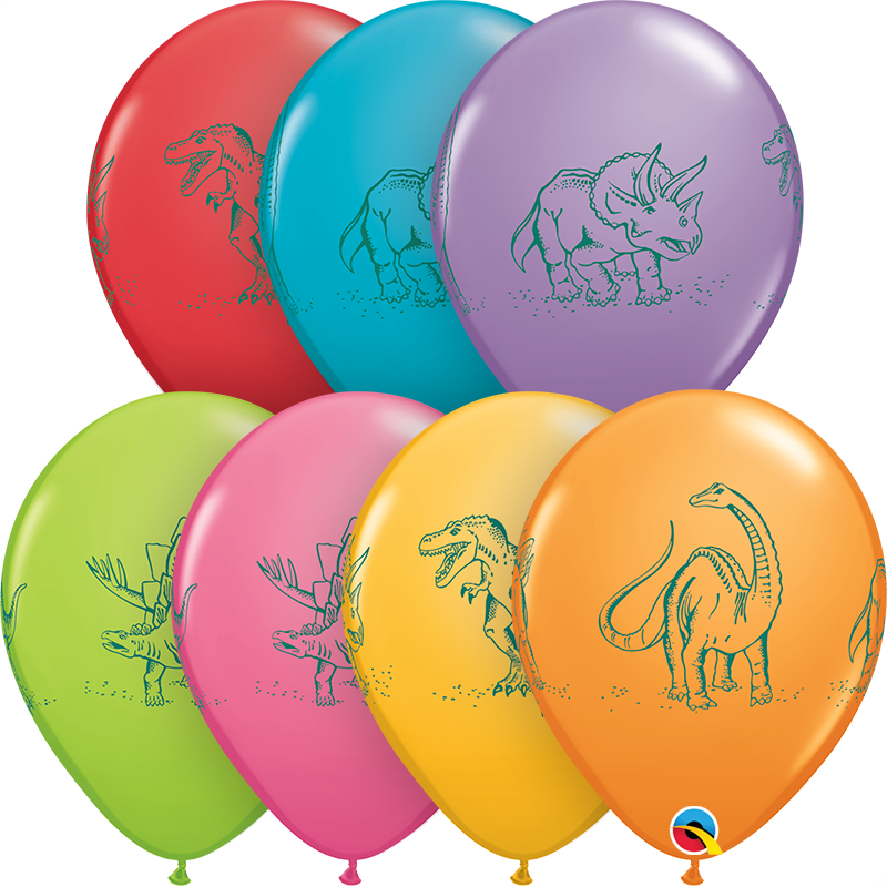 11" ROUND FESTIVE AST 50CT - DINOSAURS IN ACTION