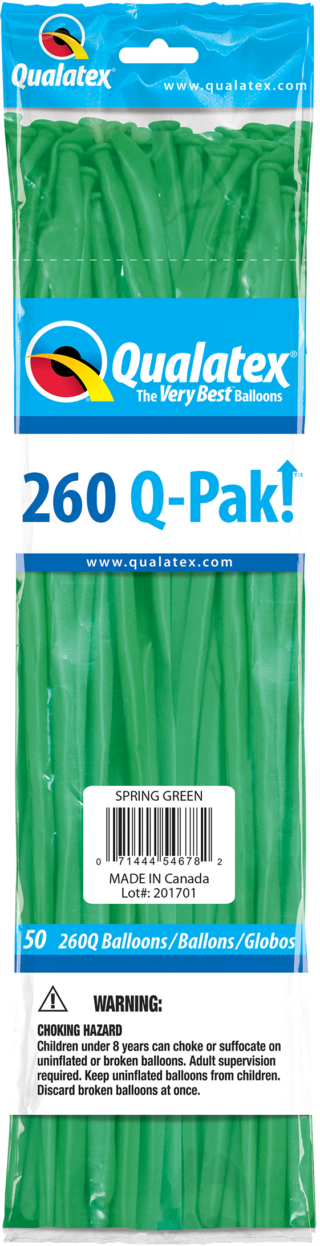 260 Q-PAK SPRING GREEN    50CT - QUALATEX PLAIN LATEX