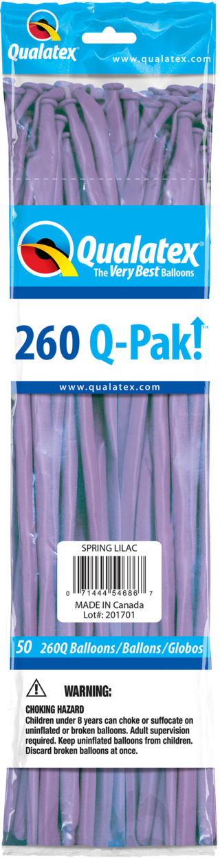260 Q-PAK SPRING LILAC    50CT - QUALATEX PLAIN LATEX - 54686