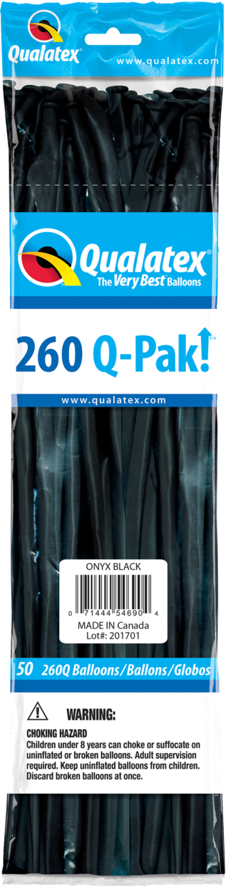 260 Q-PAK ONYX BLACK      50CT - QUALATEX PLAIN LATEX