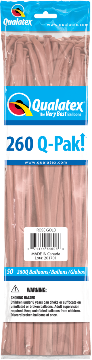 260 Q-PAK ROSE GOLD       50CT - QUALATEX PLAIN LATEX