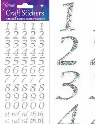 Eleganza Craft Stickers Stylised Number Set Silver No.66