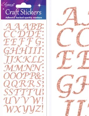 Eleganza Craft Stickers Stylised Alphabet Set Rose Gold No.87