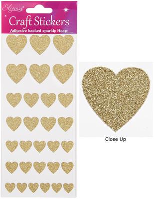 Eleganza Craft Stickers Glitter Hearts Assortment Gold No.35