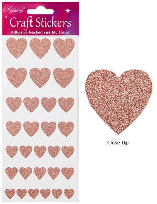 Eleganza Craft Stickers Glitter Hearts Assortment Rose Gold No.87