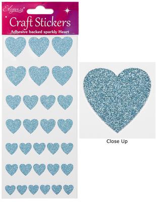 Eleganza Craft Stickers Glitter Hearts Assortment Lt Blue No.25
