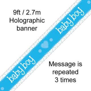 9ft Banner It’s a Boy Pastel Heart Holographic Dot