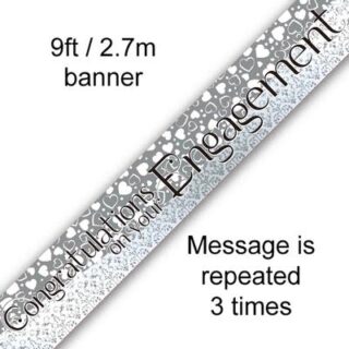 9ft Banner Congratulations on your Engagement Entwined Hearts