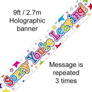 9ft Banner Sorry You're Leaving Stars