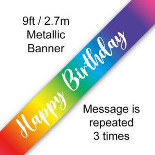 9ft Banner Rainbow Script Birthday