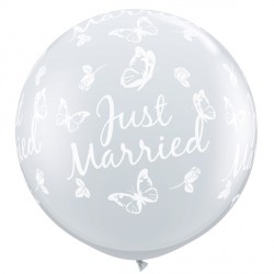 3FT  ROUND  DIAMOND CLEAR   02CT - JUST MARRIED BUTTERFLIES-A-ROUND