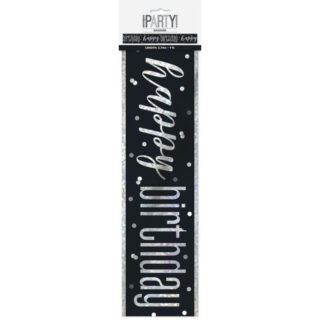 1 9ft Glitz Black & Silver Prismatic Foil Banner 