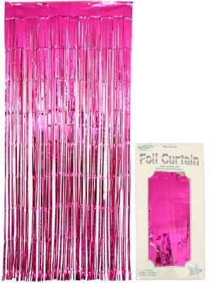 Oaktree Foil Door Curtain 0.90m x 2.40m Metallic Fuchsia