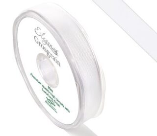Eleganza Premium Grosgrain Ribbon 15mm x 20m White No.01 - 637931