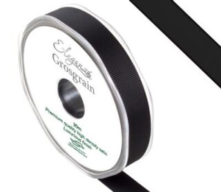 Eleganza Premium Grosgrain Ribbon 15mm x 20m Black No.20