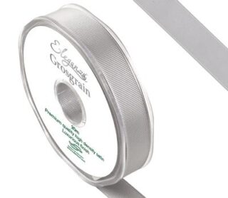 Eleganza Premium Grosgrain Ribbon 15mm x 20m Silver No.24