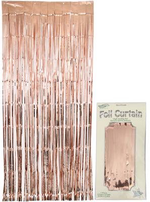 Oaktree Foil Door Curtain 0.90m x 2.40m Metallic Rose Gold