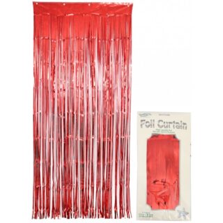 Oaktree Foil Door Curtain 0.90m x 2.40m Metallic Red