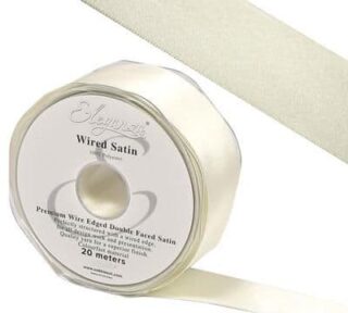 Eleganza Wired Edge Premium Double Faced Satin 25mm x 20m Ivory No.61