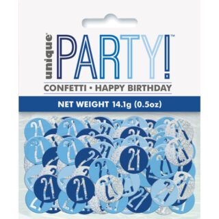 Birthday Blue Glitz Number 21 Confetti, .5oz