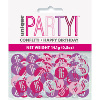 Birthday Pink Glitz Number 16 Confetti, .5oz