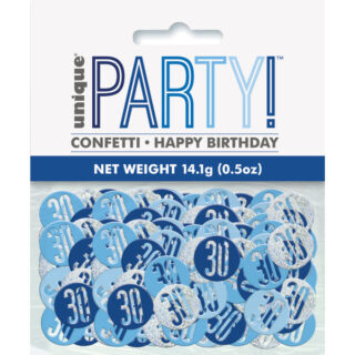 Birthday Blue Glitz Number 30 Confetti, .5oz