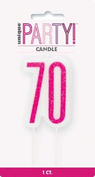 Glitz Pink Numeral Birthday Candle 70