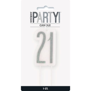 Birthday Black Glitz Number 21 Numeral Candle