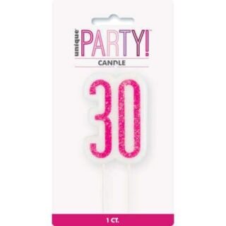 Glitz Pink Numeral Birthday Candle 30