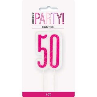 Glitz Pink Numeral Birthday Candle 50