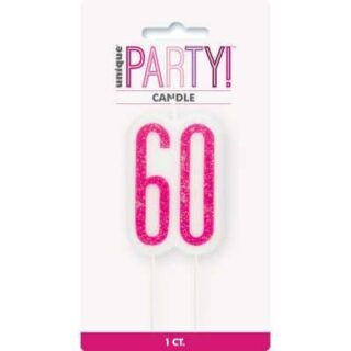 Glitz Pink Numeral Birthday Candle 60