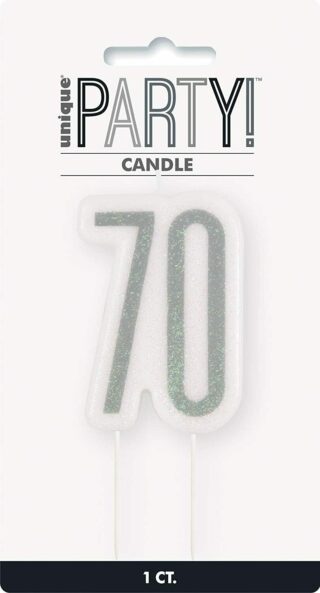 Glitz Black Numeral Birthday Candle 70