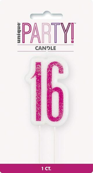 Glitz Pink Numeral Birthday Candle 16