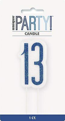 Birthday Blue Glitz Number 13 Numeral Candle