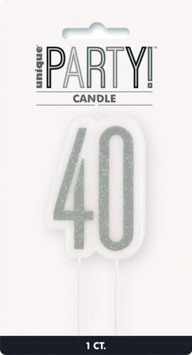 Glitz Black Numeral Birthday Candle 40
