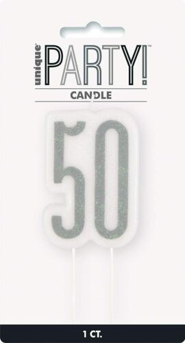Glitz Black Numeral Birthday Candle 50
