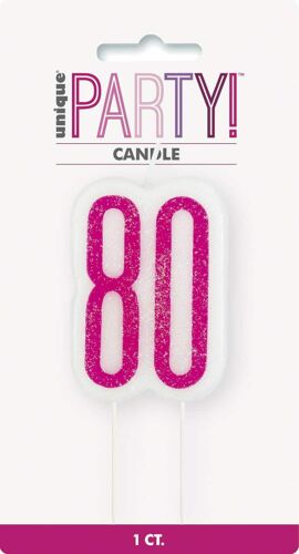 Glitz Pink Numeral Birthday Candle 80