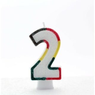 2 Multi Coloured Number Candle Pack of 6