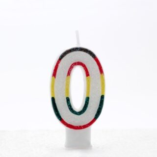 0 Multi Coloured Number Candle Pack of 6
