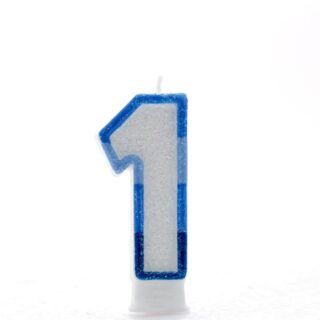 1 Blue Coloured Number Candle Pack of 6