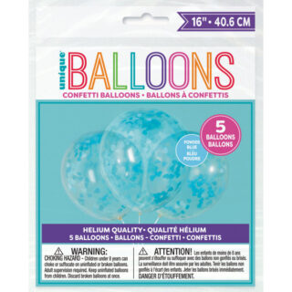 Clear Latex Balloons with Blue Heart Confetti 16