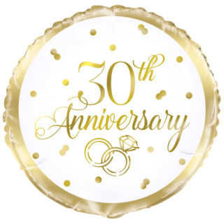 Gold 30th Anniversary Round Foil Balloon 18