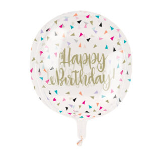 Colorful Birthday Printed Clear Sphere Helium Balloon 15”