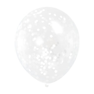 Clear Latex Balloons with White Confetti 12