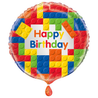Building Blocks Birthday Round Foil Balloon 18
