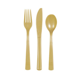 Gold Solid Assorted Plastic Cutlery, 18ct