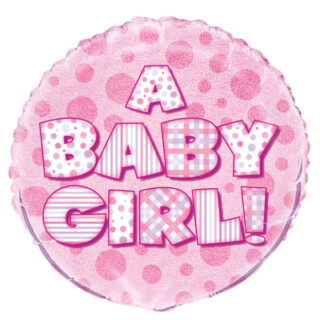 A Baby Girl Prism Round Foil Balloon 18