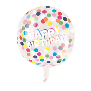 Polka Dot Birthday Printed Clear Sphere Helium Balloon 15”