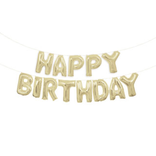 Gold Happy Birthday Foil Letter Balloon Banner Kit, 14