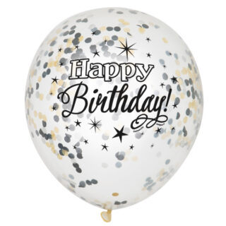 Glittering Birthday Clear Latex Balloons with Confetti 12